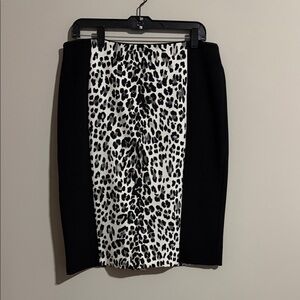 Leopard Print Black and White Skirt